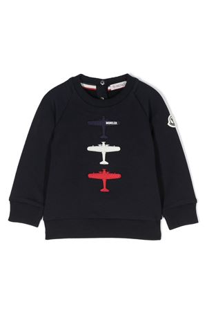 Felpa in cotone blu navy MONCLER KIDS | 8G0000780996778